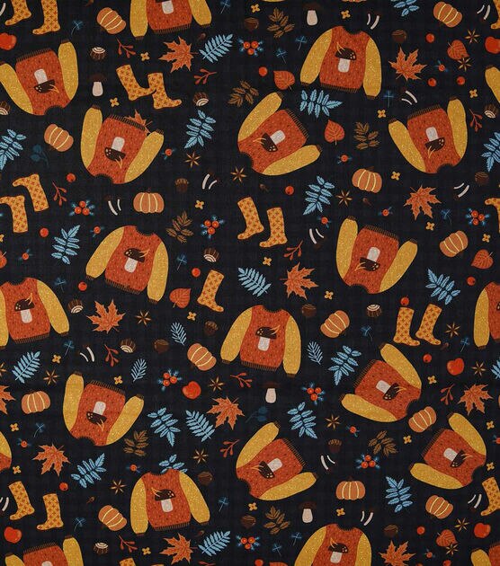 Clearance! Bountiful Harvest Metallic Fall Print 100% Cotton Quilting  Fabric sold by the yard Farm Pumpkin Thanksgiving Fall