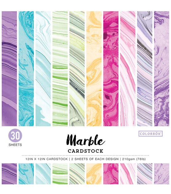 Colorbok 78lb Single Sided Printed Cardstock 12"X12" 30 Pkg Marble