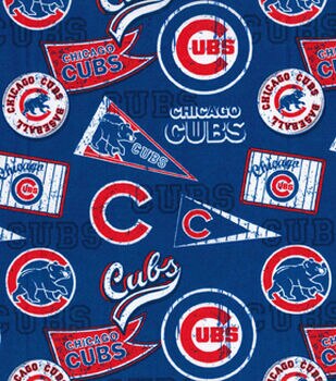 CHICAGO CUBS Cotton Fabric MLB Official Licensed Mickey 