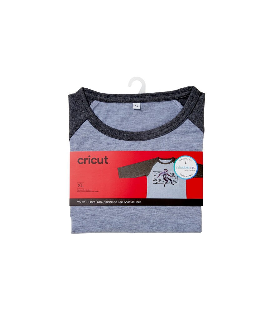 Cricut Gray Unisex Youth Raglan Baseball T Shirt Blank, X Large, swatch