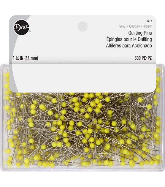 Bohin 26702 Yellow Head Quilting Pin Size 28 - 1 3/4in 80ct