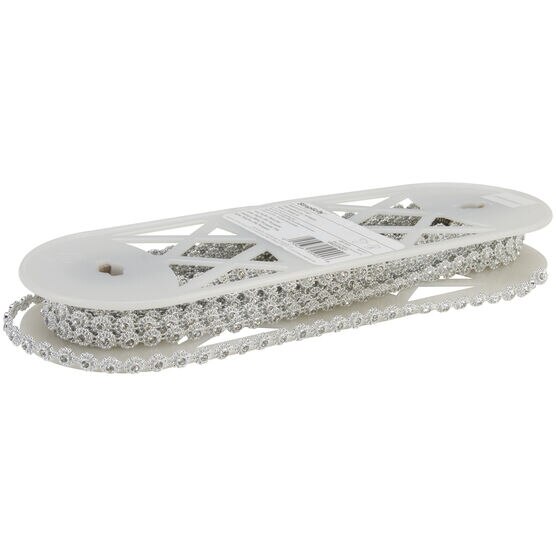 Simplicity Plastic Rhinestone Trim 0.38'' Silver