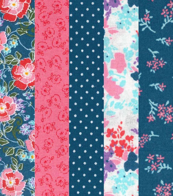 18 x 21 Vintage Floral Cotton Fabric Quarters 5ct by Keepsake