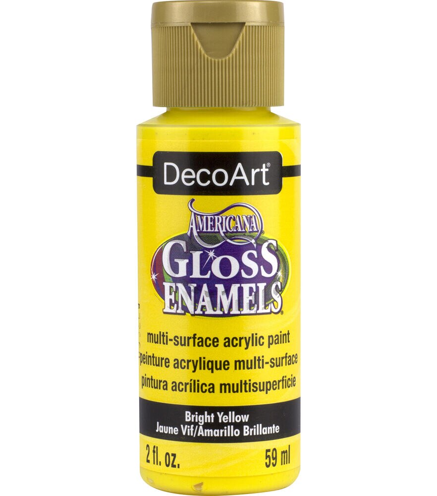 DecoArt Americana Gloss Enamel 2 fl. oz Acrylic Paint, Bright Yellow, swatch