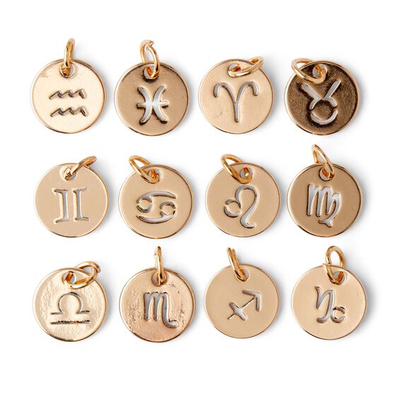 Henoyso 72 Pieces Zodiac Sign Charms Metal Round Enamel Double Sided Pendants Twelve Zodiac Charms Pendants for DIY Necklace Earrings Bangles