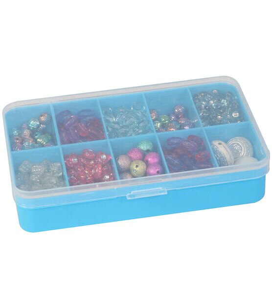 Everything Mary 6" Blue 10 Compartment Plastic Storage Box With Lid, , hi-res, image 4