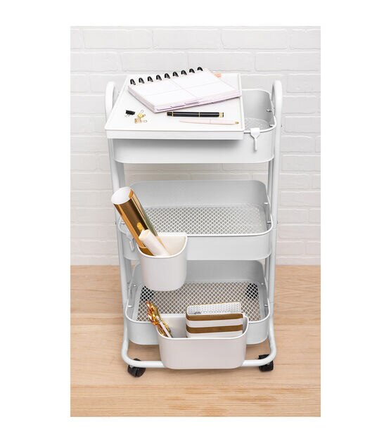 17" Rolling 3 Tier Metal Storage Cart by Top Notch, , hi-res, image 13