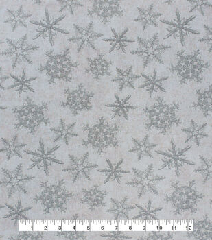 Tossed Silver Snowflakes Christmas Cotton Fabric by Joann