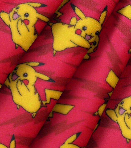 Pokemon Pikachu on Red Velvet Fleece Fabric, , hi-res, image 3
