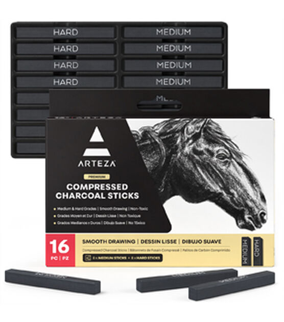 Premium Charcoal Sticks 16pk - Drawing & Sketching Pencils - Art Supplies & Painting