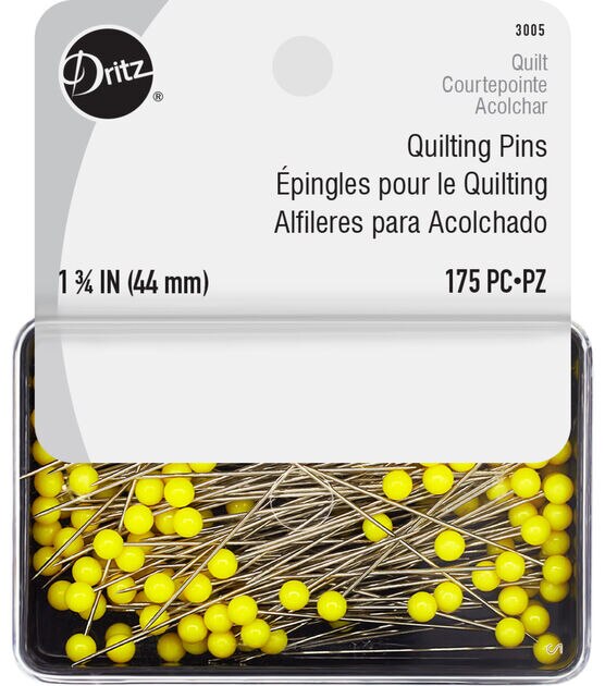 Dritz 1-3/4" Quilter's Pins, 175 pc, Yellow, Extra-Long