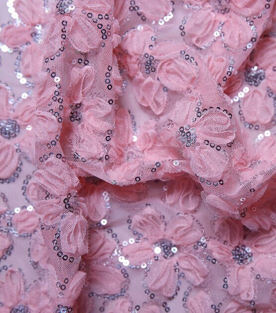 Pink Peachskin with Pearls Mesh Fabric by Sew Sweet by Joann