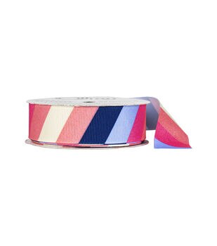 Offray 5/8x9' Dainty Floral Jaquard Woven Ribbon Pink