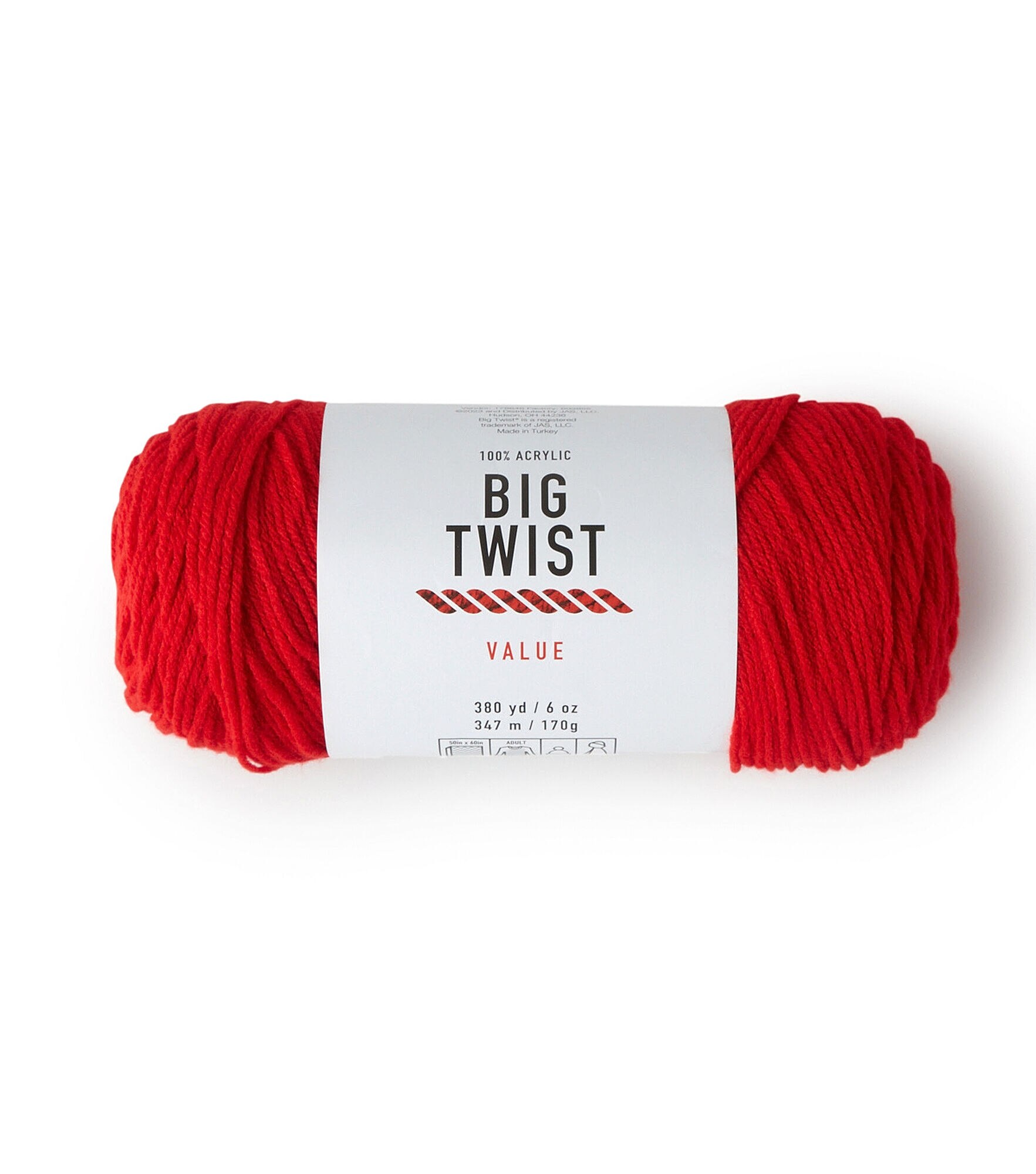 Value 380yd Worsted Acrylic Yarn by Big Twist, Varsity Red, hi-res