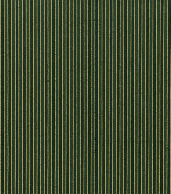 Holiday Inspirations Fabric-Gold Stripe On Green