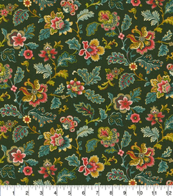 Fabric Traditions Vines on Green Premium Cotton Fabric, , hi-res, image 2