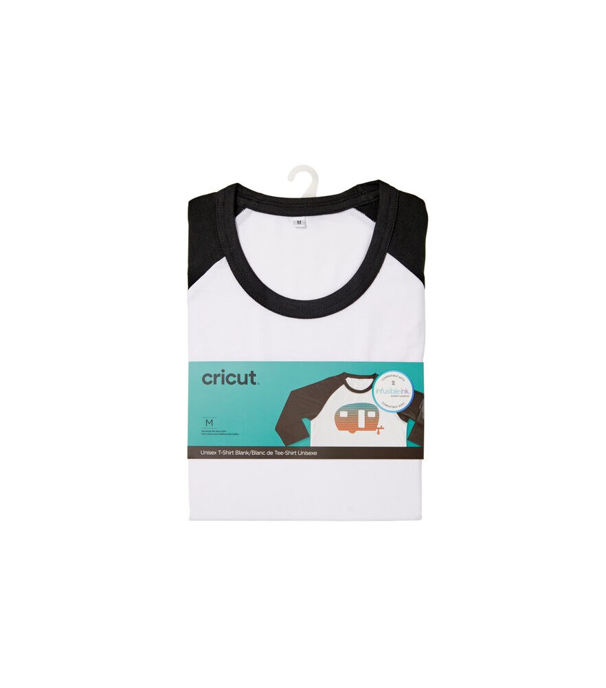 Cricut Black & White Unisex Adult Raglan Baseball T Shirt Blank, Medium, swatch, image 2