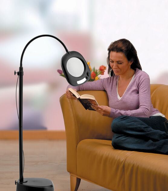 Brightech LightView Pro Magnifying Floor Lamp - Hands Free Magnifier with  Bright LED Light for Reading - Work Light with Flexible Gooseneck -  Standing Mag Lamp 