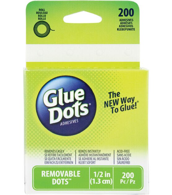 Glue Dots Removable Adhesives 1/2 in 200 Pc Non-Toxic USA Photo Safe ASTM  D-4236