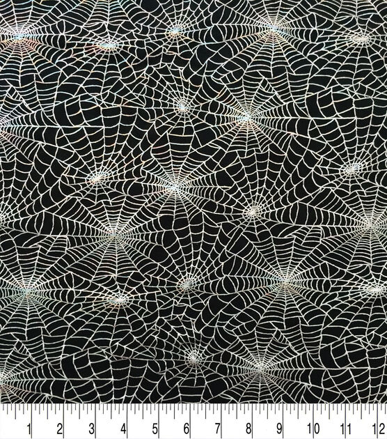 Black Spider Webs Glow in the Dark Fabric - 840035962917