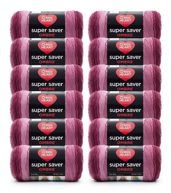 Red Heart Super Saver Ombre 482yds Worsted Acrylic Yarn 12 Bundle, , hi-res, image 1
