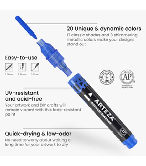 Arteza Acrylic Marker Set 20ct, , hi-res, image 3