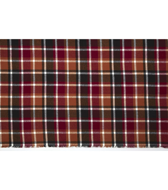 Burgundy & White Plaid Brushed Cotton Fabric, , hi-res, image 4