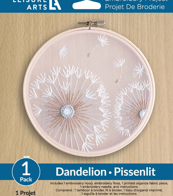 Leisure Arts Embroidery Kit 6 Dandelion - Embroidery Kit for Beginners - Embroidery Kit for Adults - Cross Stitch Kits - Cross Stitch Kits for