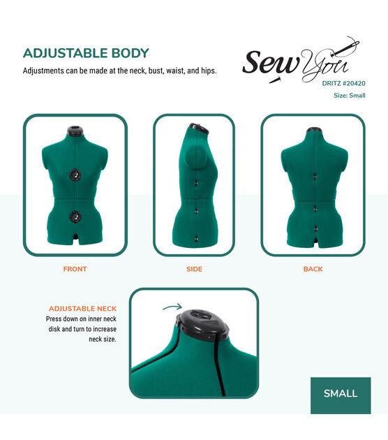 Dritz Sew You 28" Small Frame Adjustable Dress Form, , hi-res, image 5