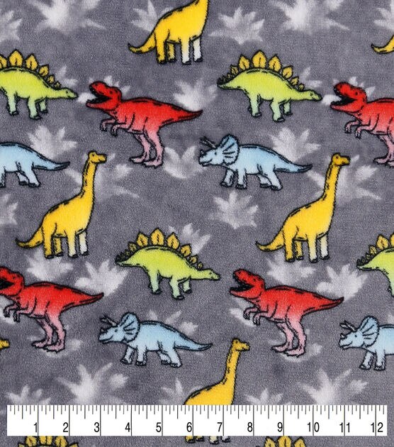 Bright Dinos On Gray Sew Lush Fleece Fabric, , hi-res, image 2