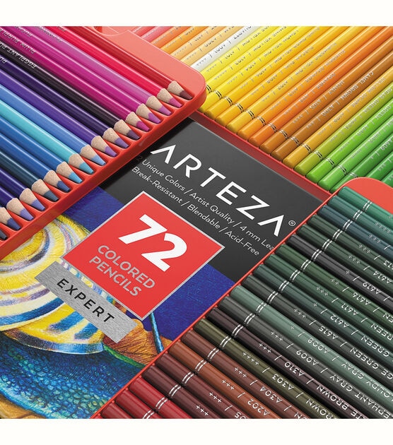 Arteza Colored Pencils with Case, 72 Assorted Vibrant Colors, Pencil  Crayons for Coloring Books and Journals, Triangular Shape, Art Supplies 