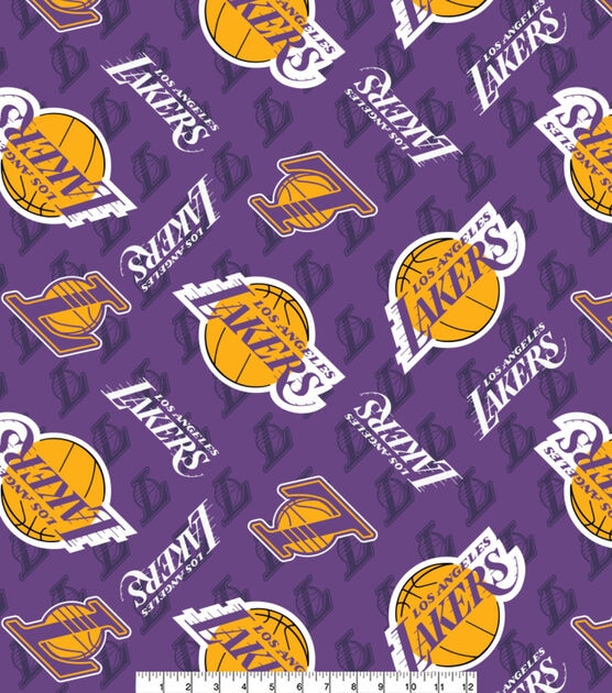 Los Angeles Lakers NBA Ditsy City Colors Cotton Fabric (2 Yards Min.) - Team Cotton Fabric - Fabric