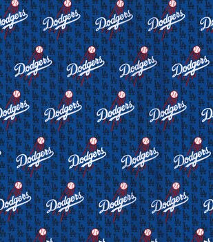 MLB Los Angeles Dodgers Cotton Fabric Pink Mini Print
