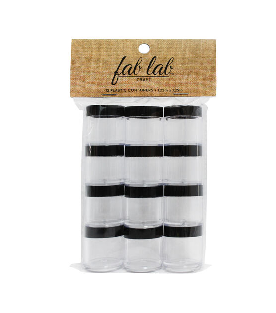 1" Clear Round Plastic Containers With Black Lids 12pk