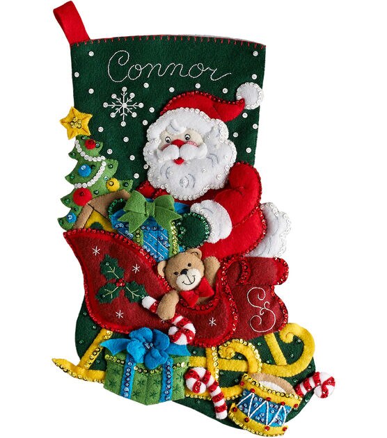 Bucilla Felt Stocking Applique Kit 18 Long-Teacher Santa, 1
