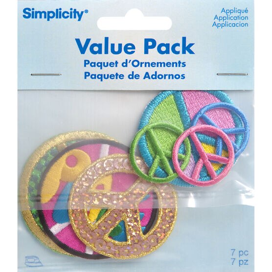 Simplicity 7ct Peace Sign Assorted Iron On Patches