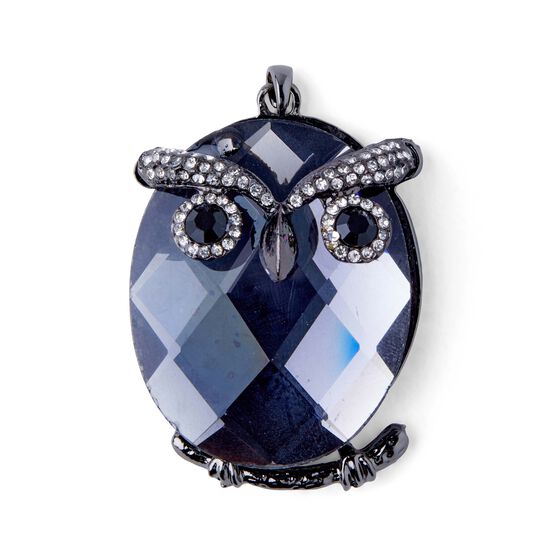 Black Owl Pendant With Crystals by hildie & jo, , hi-res, image 2