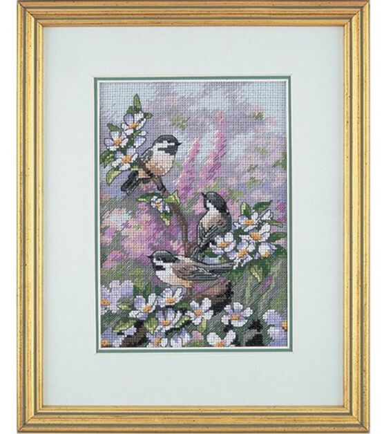 Dimensions Gold Counted Cross Stitch Kit Petite Chickadees in Spring