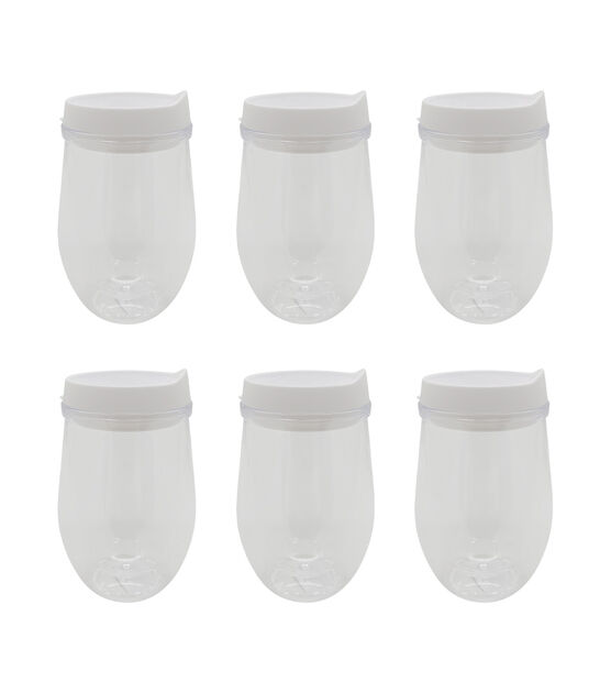 12oz Clear Plastic Wine Tumblers With Lids 6pk by Happy, , hi-res, image 2
