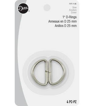 Dritz Metal D Rings 1 4-pkg-nickel