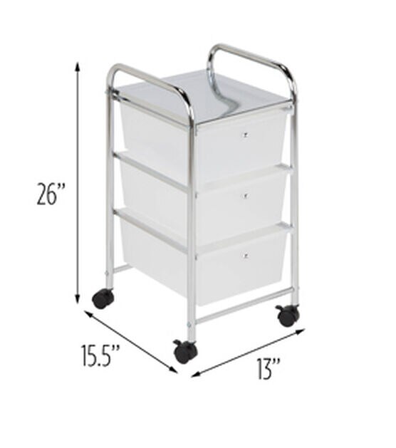 25" Steel Rolling Storage Cart With Clear Plastic 3 Drawers by Top Notch, , hi-res, image 5