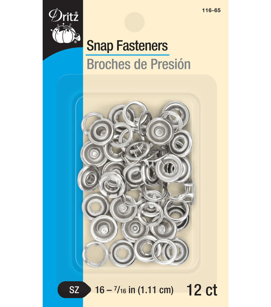 Dritz Sew-On Snaps, 36 Sets, Assorted Sizes, Nickel