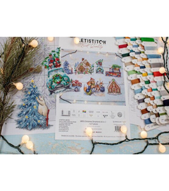 Yuletide Bells Stamped CrossStitch Table Cloth Kit Christmas Ornaments  Holiday Contemporary Stitchery Crafts