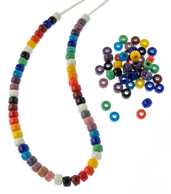 Flower Beads Jewel Rainbow Colors Large Hole Pony Beads Multi Mix Made in  USA