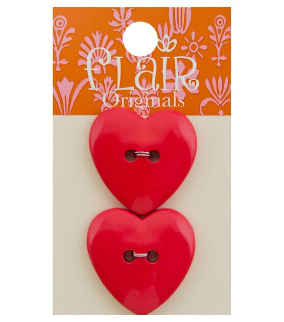 Deep Red Heart Buttons - Ceramic Heart Buttons - 7/8 - 6 Pack (ws-79)