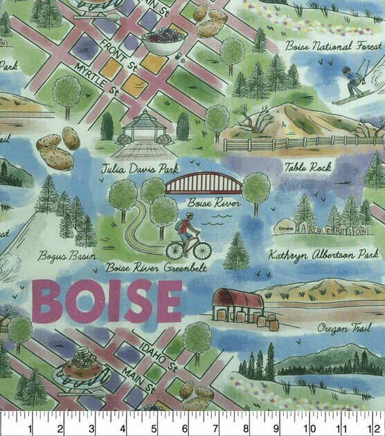 Boise Idaho City Pride Cotton Fabric, , hi-res, image 2