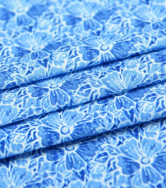 Blue Floral Cotton Fabric by Keepsake Calico, , hi-res, image 3
