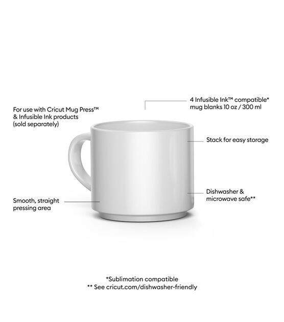 Cricut Beveled Blank , Ceramic-Coated, Dishwasher & Microwave Safe Mug to  Decorate, Mug Press & Infusible Ink Compatible,12 Oz Sublimation, Ideal for