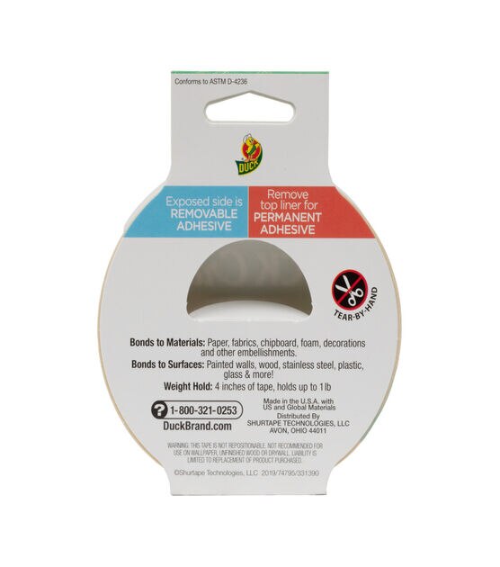 Duck Permanent Double-Stick Tape 1/2 x 300 1 Core Clear 0021087