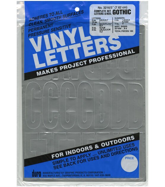 Permanent Adhesive Vinyl Letters & Numbers 3 160-pkg-silver